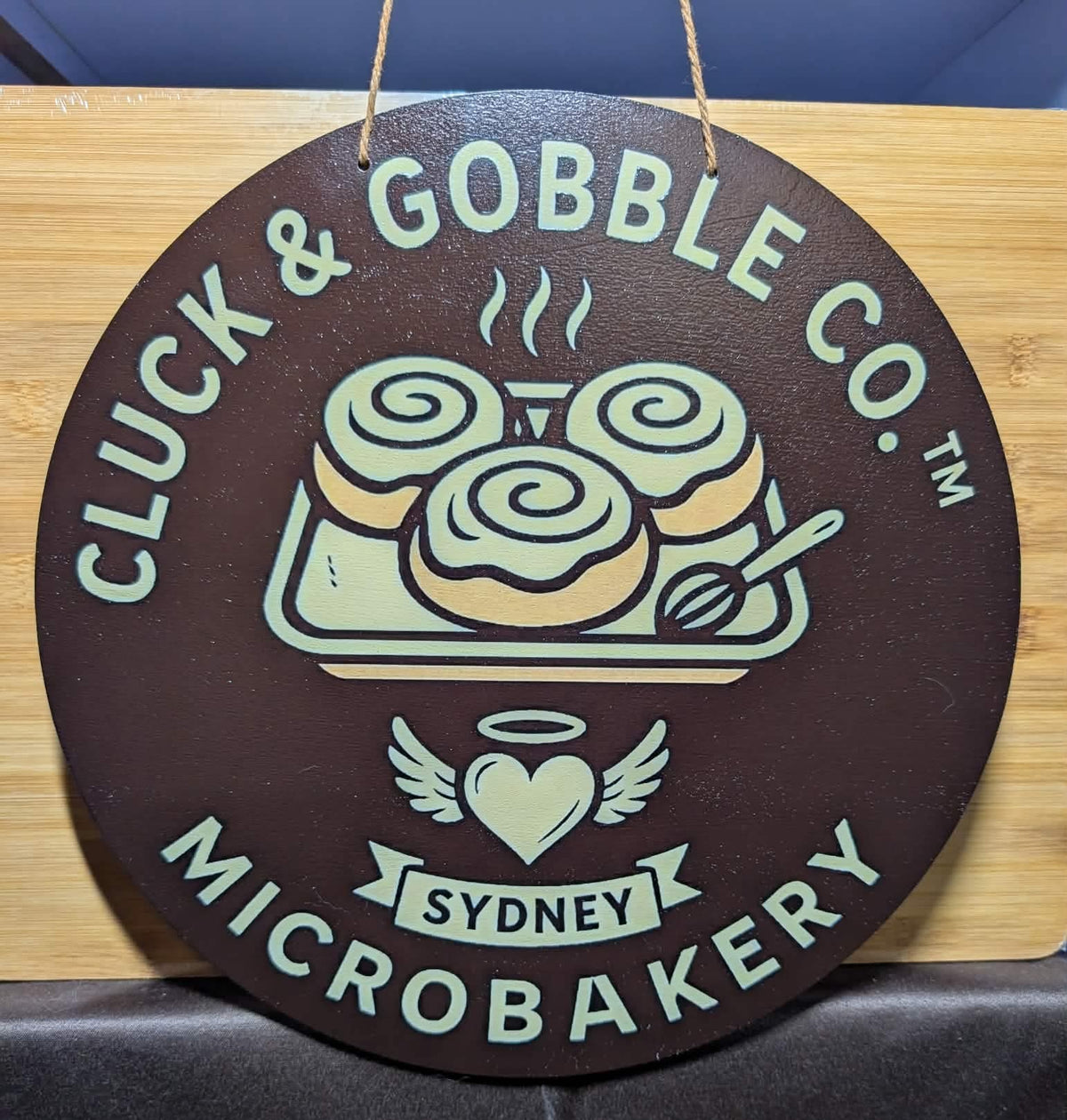12 inch round custom hanging wooden sign